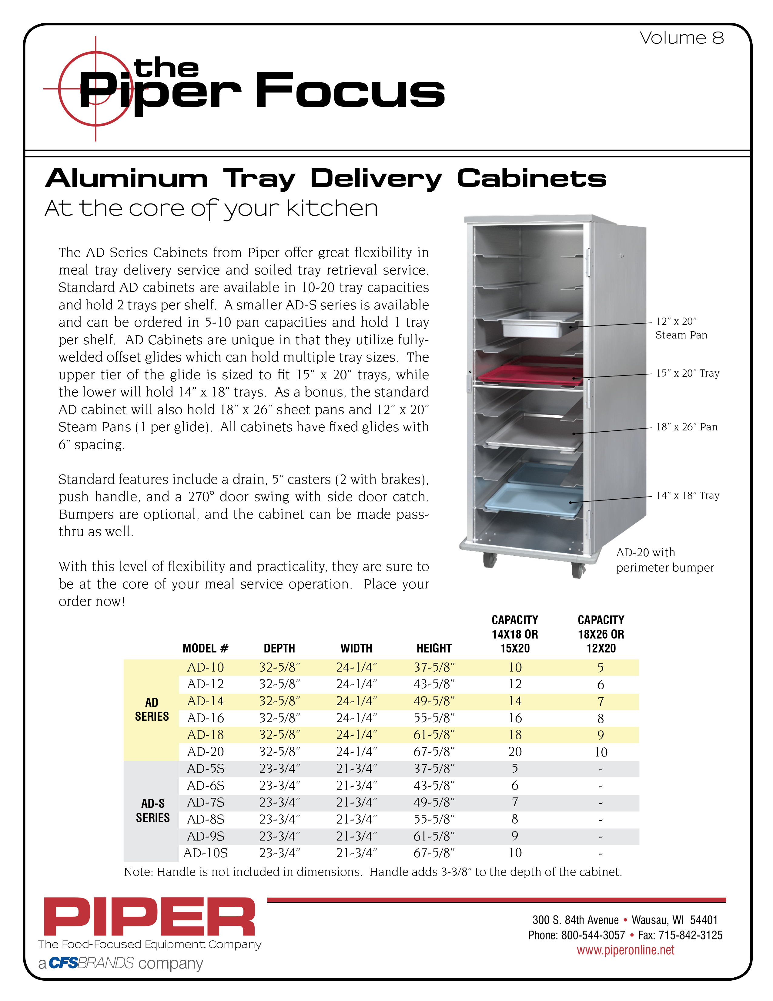 Piper Focus - Aluminum Tray Delivery Cabinets